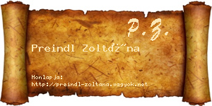 Preindl Zoltána névjegykártya